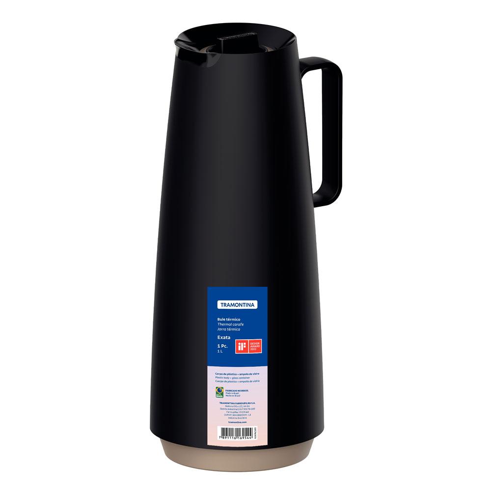 Garrafa térmica Tramontina Exata 1 litro preta ideal para café e chá.