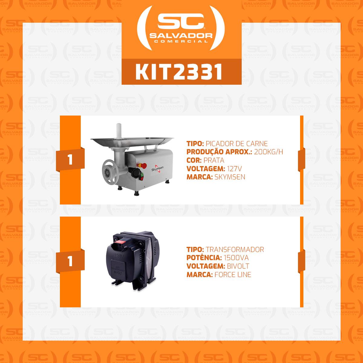 Kit moedor de carne industrial Skymsen PS-10M com autotransformador 1500VA