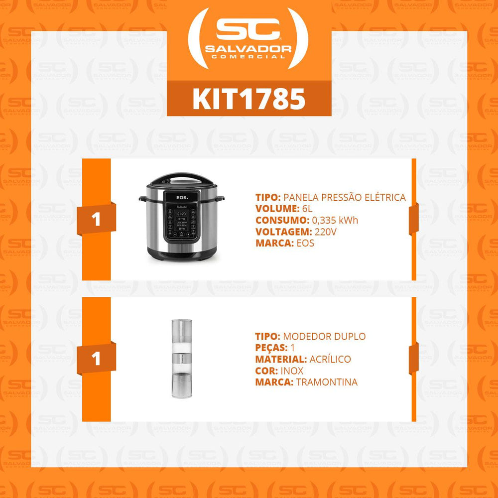 Kit panela de pressão digital EOS com moedor cerâmico em inox Tramontina