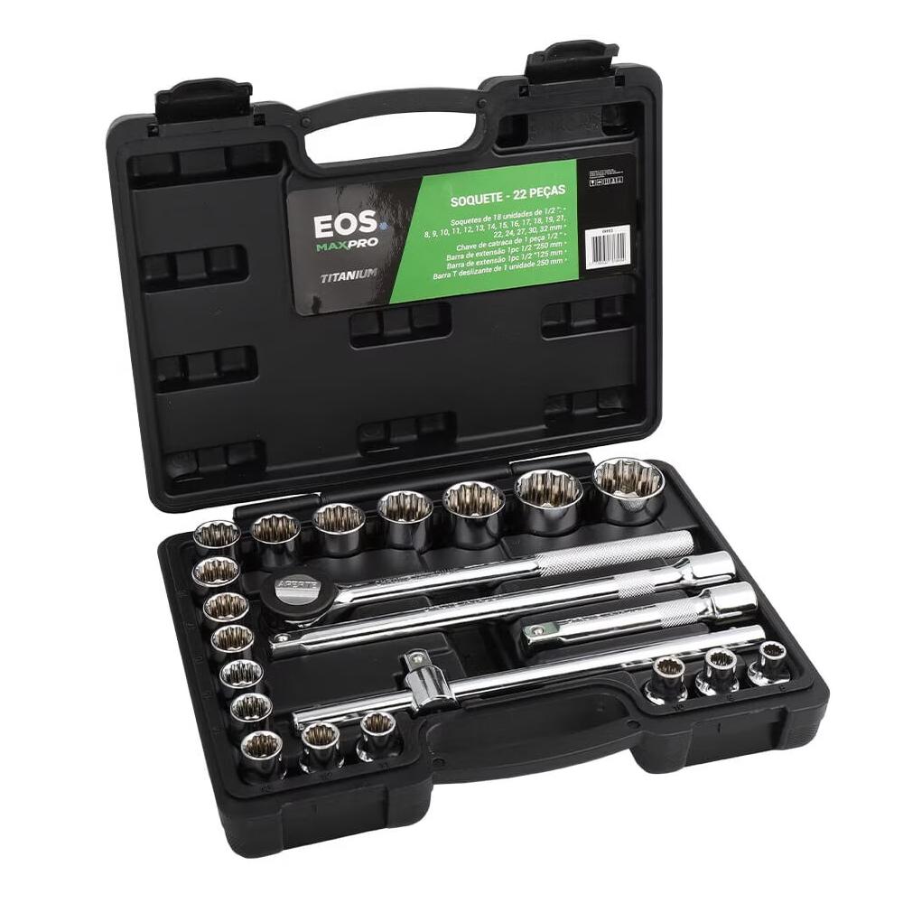 Kit de Soquetes EOS 22 Peças com Maleta: Organização e Praticidade