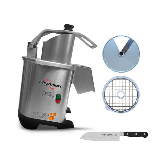 Kit processador de alimentos Skymsen PA7 PRO com faca Santoku e acessórios para corte profissional.