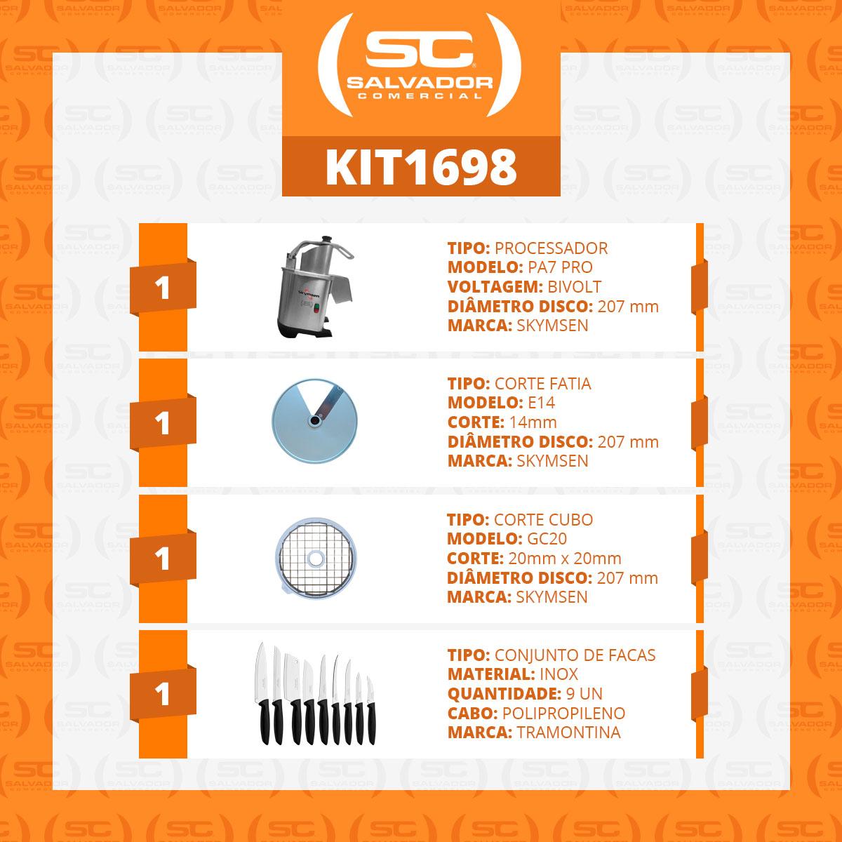 Processador de alimentos Skymsen PA7 PRO com grade GC20 PRO para corte em cubos