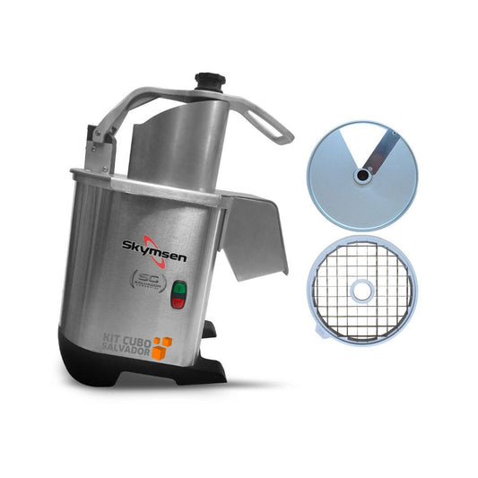 Processador de alimentos Skymsen PA7 PRO com corte específico para frutas em cubos de 20mm.