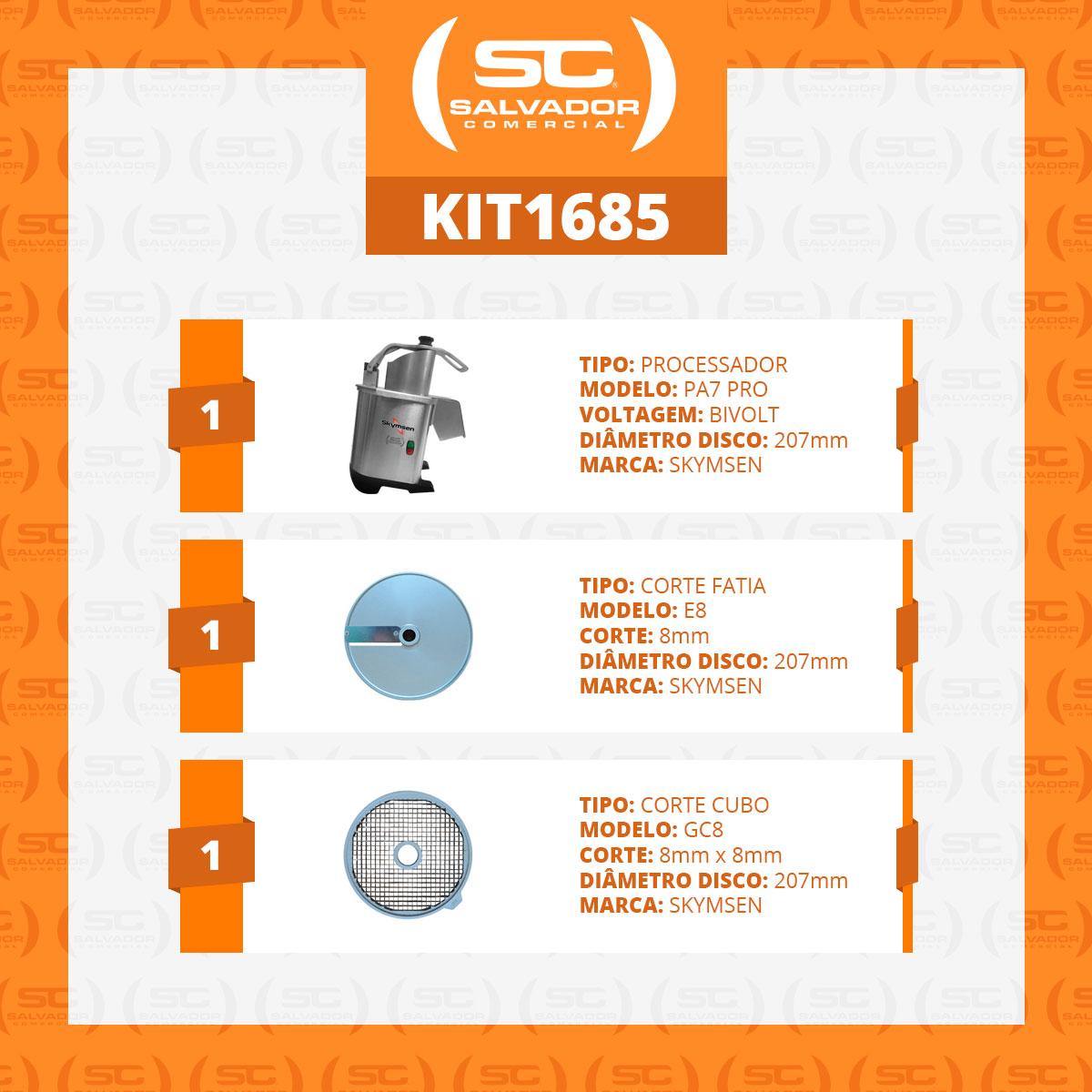 Processador Skymsen PA7 Pro com disco e grade para cubos e fatias de 8mm