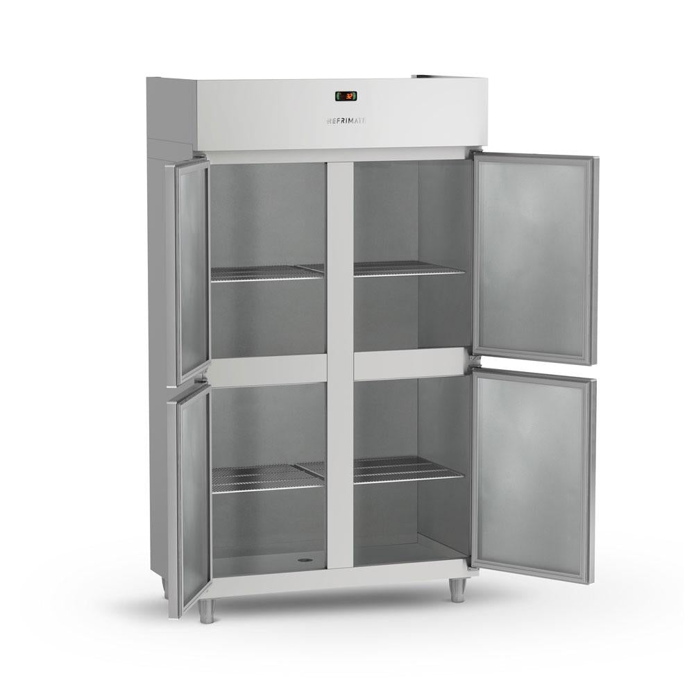 Refrigerador comercial inox 4 portas para resfriados com controle digital e alta durabilidade.