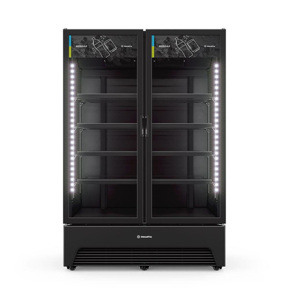 Refrigerador comercial Metalfrio com portas de vidro e funcionamento em 220V