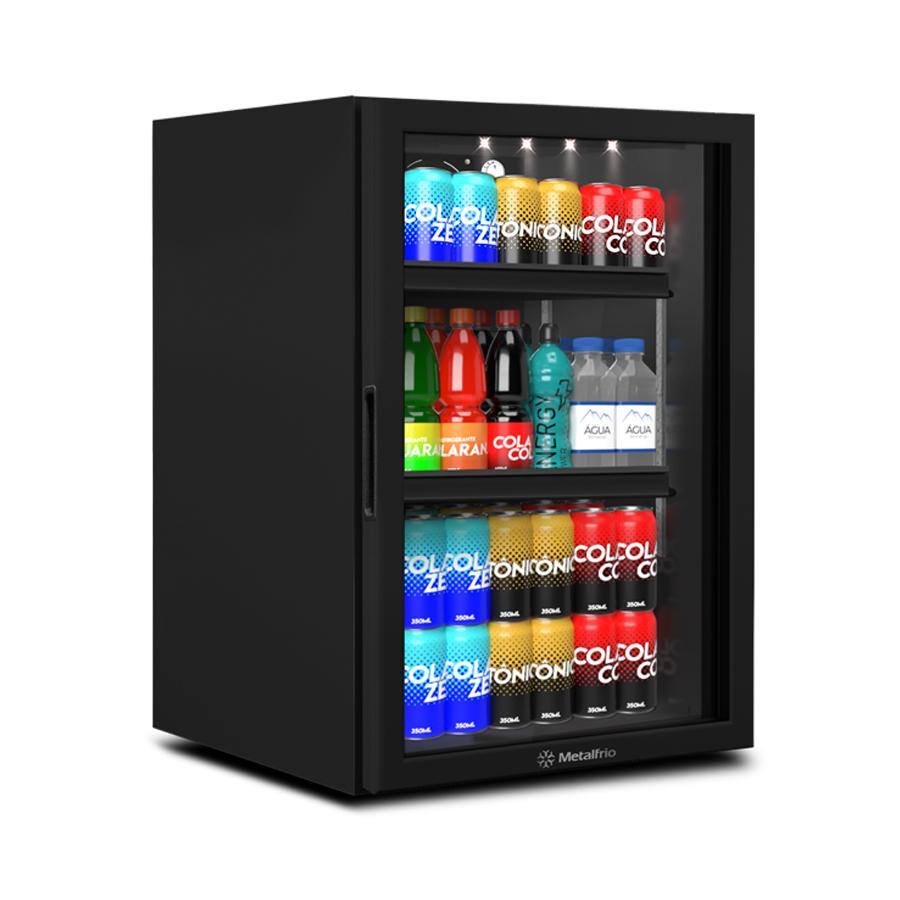 Refrigerador expositor vertical 106 litros Metalfrio preto 220V com porta de vidro