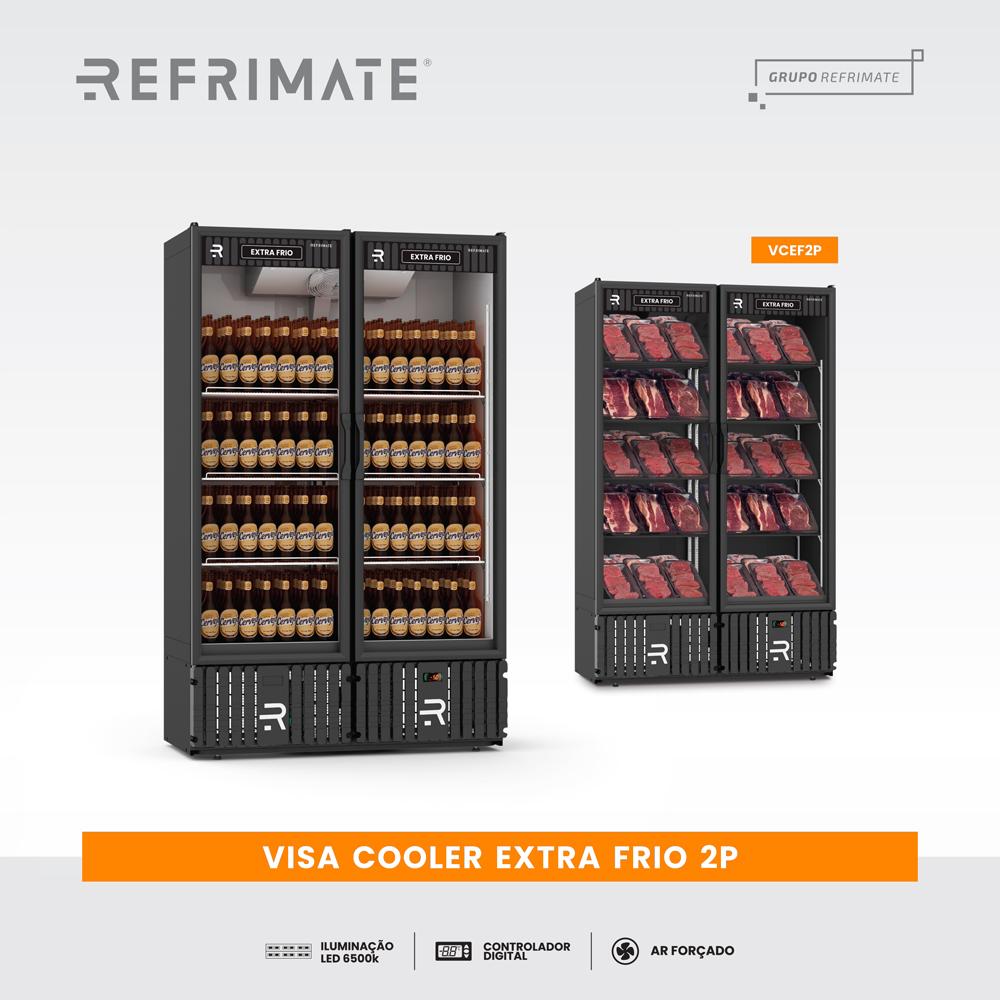 Refrigerador extra frio VCEF2PB Refrimate com porta de vidro e prateleiras reguláveis