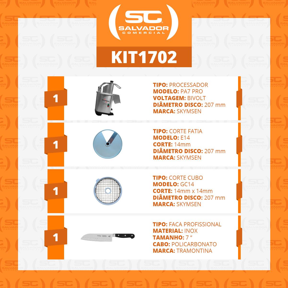 Processador Skymsen PA7 PRO com disco fatiador 14mm ideal para frutas e vegetais.