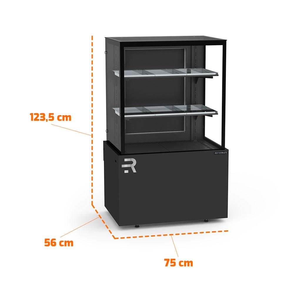 Vitrine aquecida para salgados 75cm com iluminação LED e controle digital