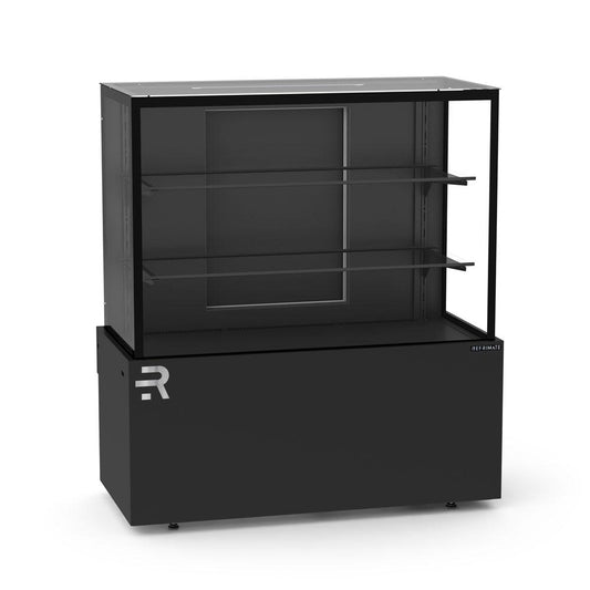 Vitrine refrigerada para confeitaria Refrimate CVTR1100 em aço preto com ar forçado