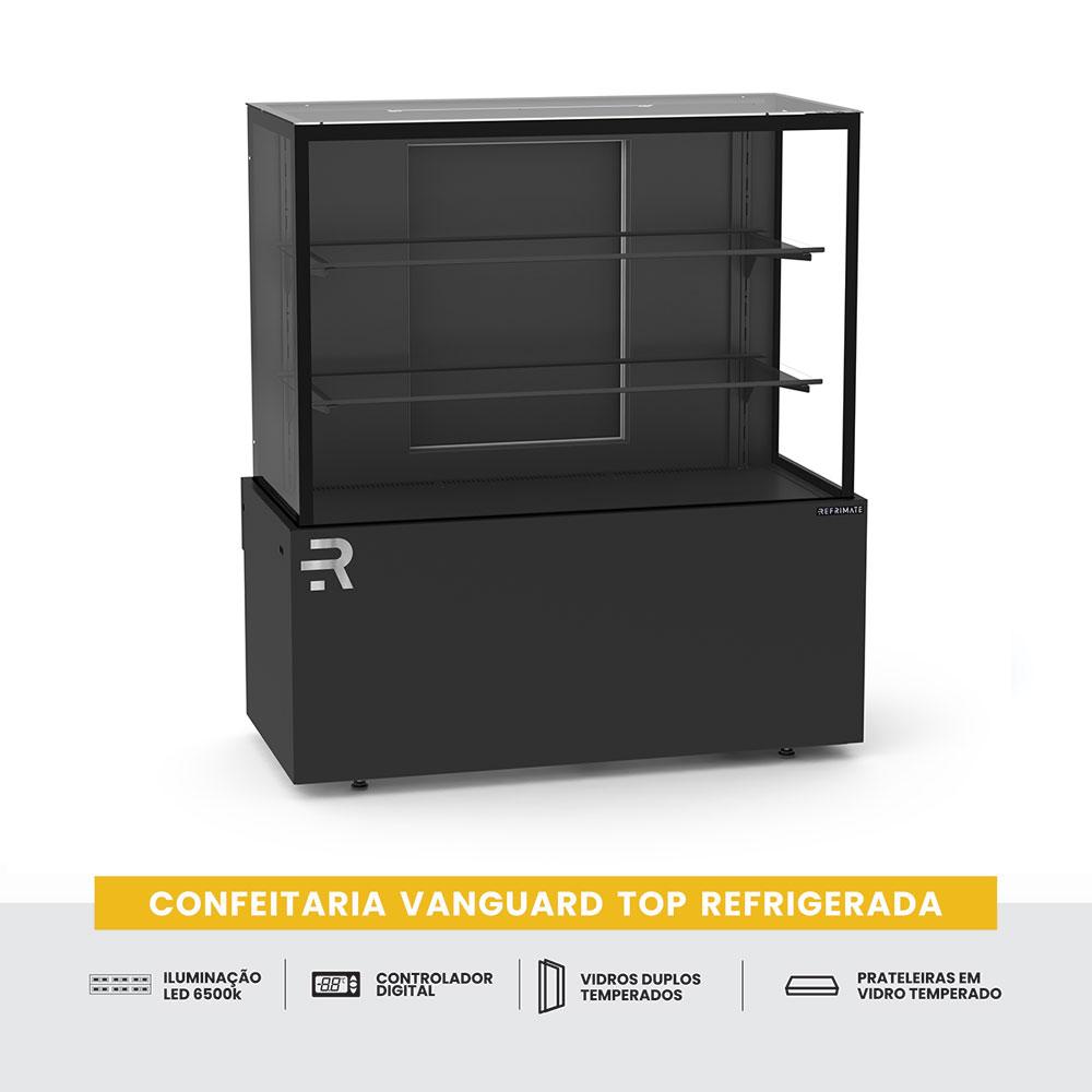 Vitrine refrigerada preta com ar forçado para confeitaria modelo CVTR Refrimate
