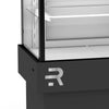 Expositor refrigerado para doces compacto com portas em aço galvanizado e pés reguláveis.