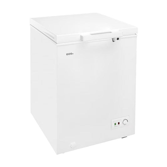 Freezer horizontal compacto EOS EFH120X com tampa cega para conservação eficiente de alimentos.