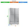 Freezer vertical inox 4 portas com capacidade de 588 litros para congelados
