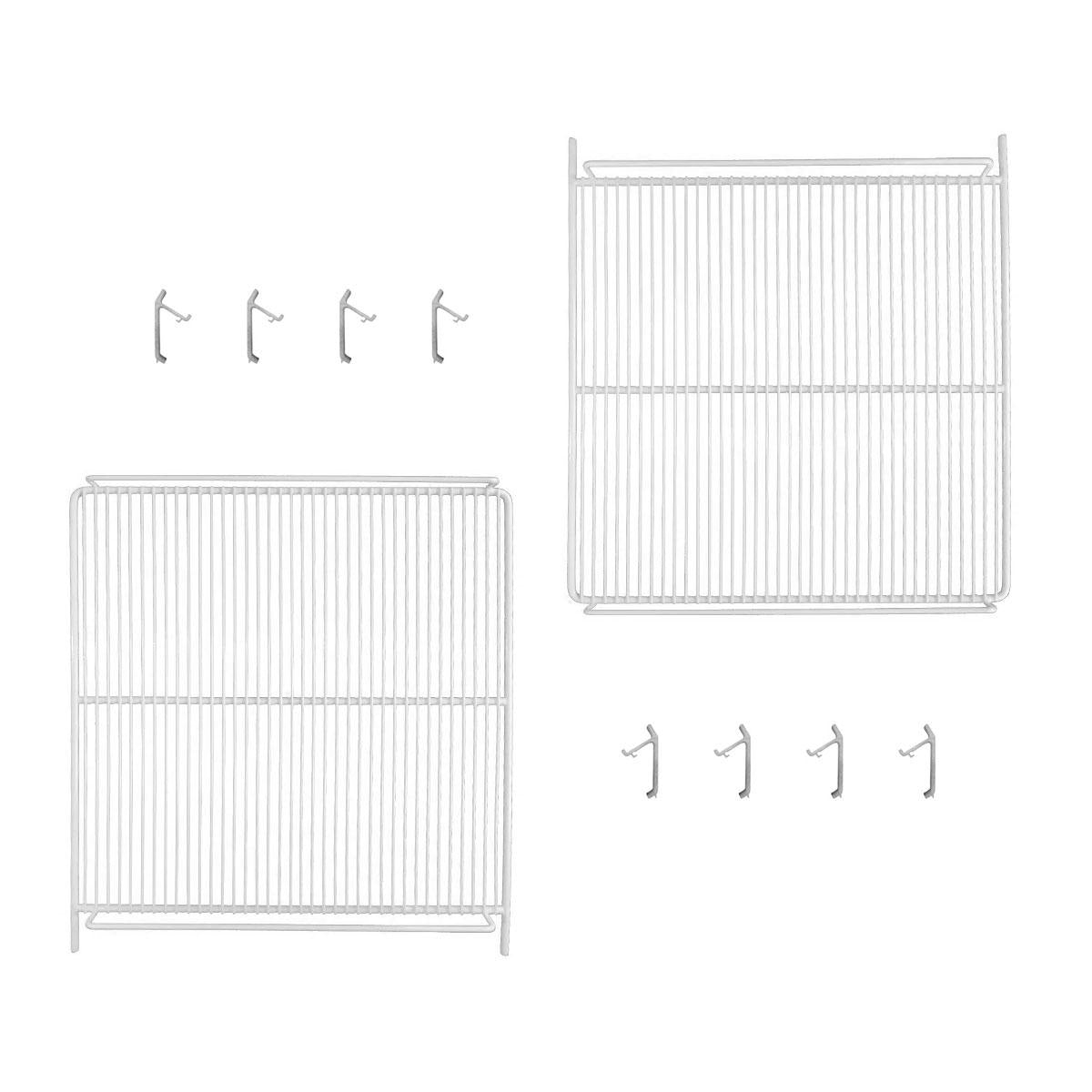 Kit prateleiras brancas Metalfrio com 8 ganchos para modelos Visa VN50 VB52 VF50