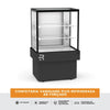 Vitrine refrigerada para bolos pequena, com iluminação LED e vidro temperado.