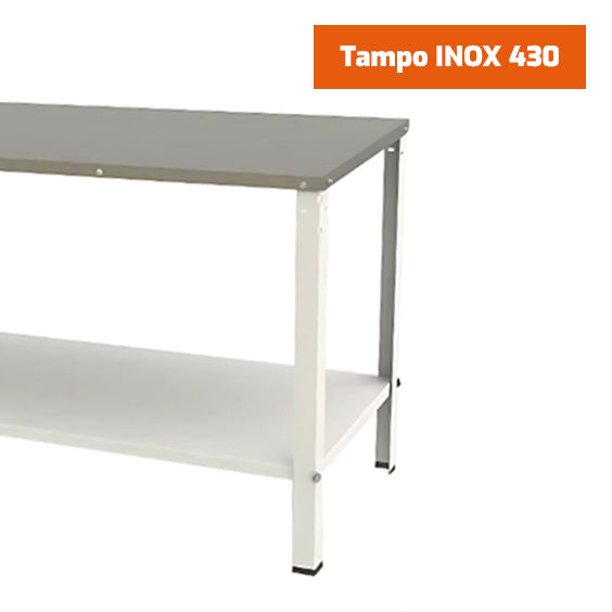 Tampo superior em inox 430 escovado da Mesa M-180 Braesi de 1,90m de comprimento