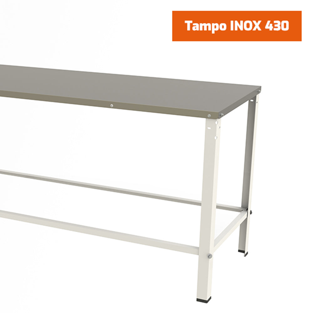 Tampo em inox 430 escovado da Mesa MBR-018 Braesi com 1,90m de comprimento