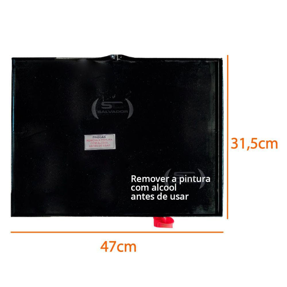 Medidas da chapa central da sanduicheira Progas PR1100G, ideal para maior produção de lanches gigantes