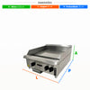 Dimensões da chapa bifeteira profissional a gás Venâncio PCM060G de 60cm, mostrando altura, largura e profundidade para planejamento de espaço em cozinhas comerciais.
