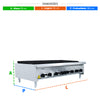 Medidas da chapa charbroiler Venâncio CGG120 a gás, ideal para churrascarias e cozinhas industriais de alto volume
