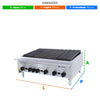 Medidas da chapa charbroiler Venâncio CGG90 a gás, ideal para churrascarias e estabelecimentos que preparam grelhados em volume