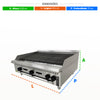 Medidas da chapa grill char broiler Venâncio PCG090G a gás, ideal para restaurantes, bares e cozinhas industriais