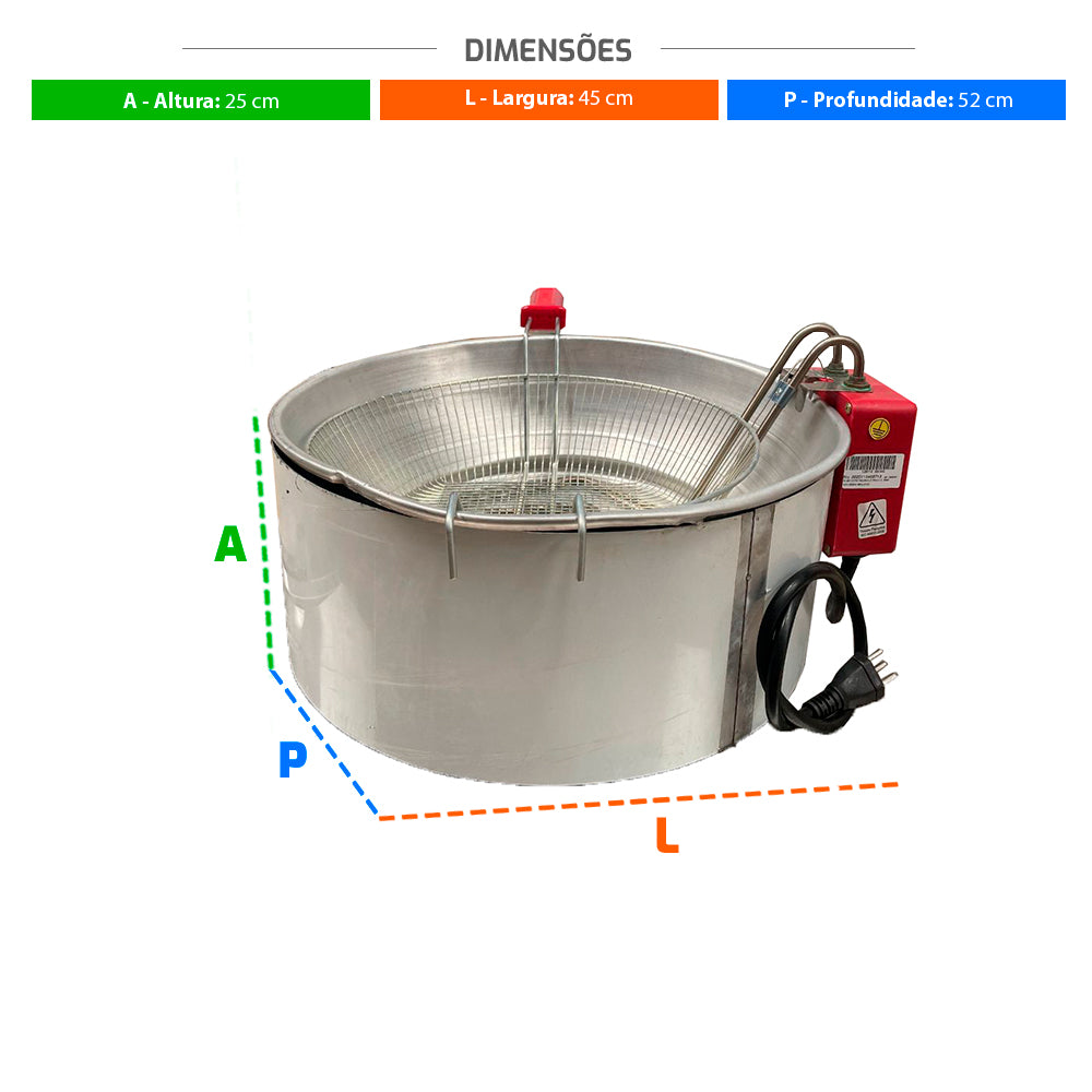 SEMINOVO - Fritador Elétrico em Inox Tacho Alumínio 7 Lts 127v 26110 - Malta