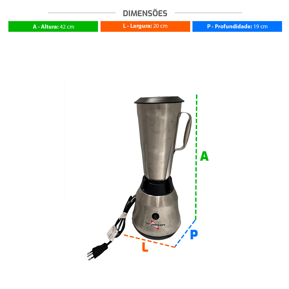 SEMINOVO - Liquidificador Inox Copo Inox, Alta Rotação, 2,0 Litros - SKYMSEN