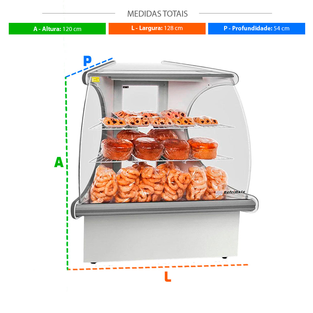 SEMINOVO - Balcão Expositor Vitrine Panorâmica Curva Seca VPCV 1280 Cinza - Refrimate