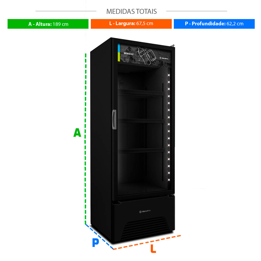 SEMINOVO - Visa Cooler Refrigerador Expositor de Bebidas Vertical 2 a 8ºc 370l Vb40ah 127V All Black - Metalfrio