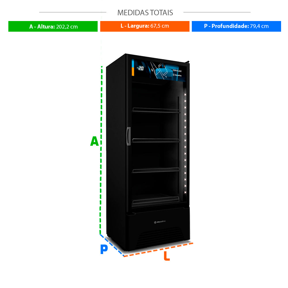 SEMINOVO - Cervejeira Expositor Vertical Porta de Vidro 497 Litros VN50AH Optima All Black 127V - Metalfrio