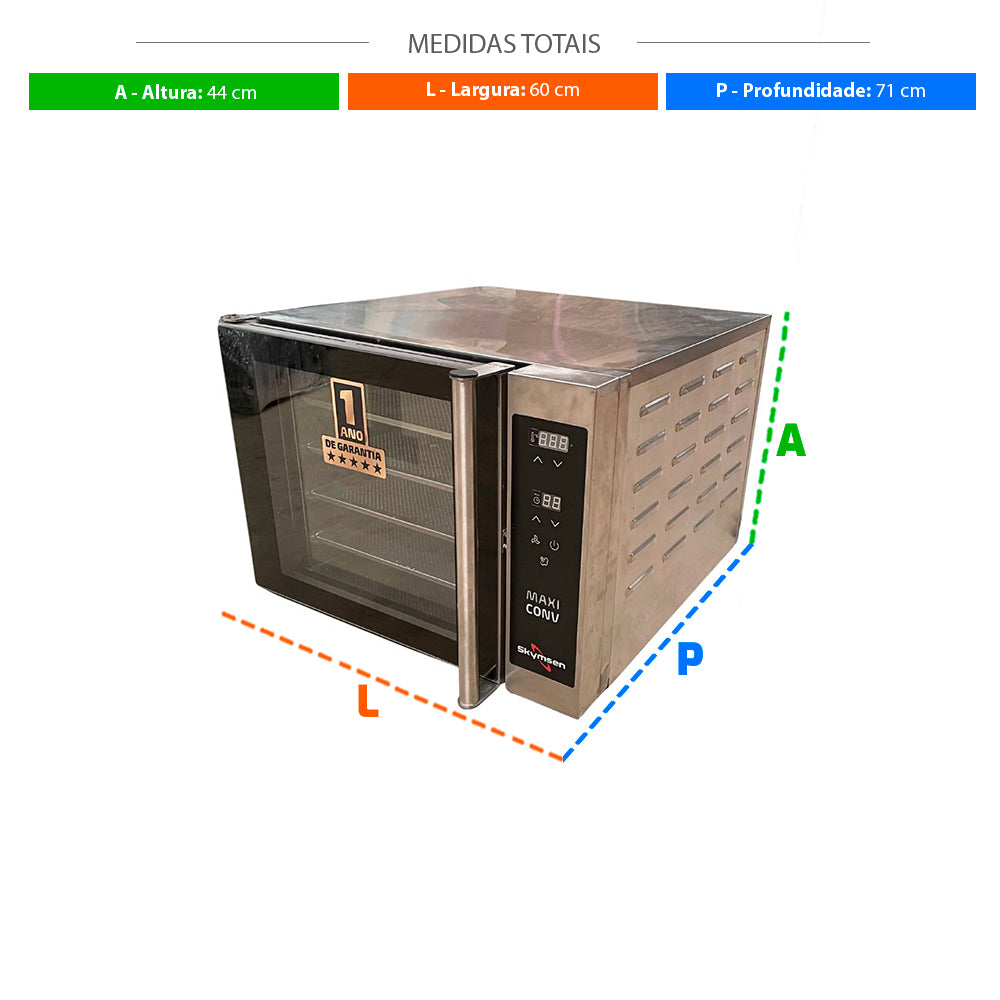 SEMINOVO - Forno Turbo Eletrico Compacto Com Vapor 4 Assadeiras Maxiconv VP 220V Mono - Skymsen