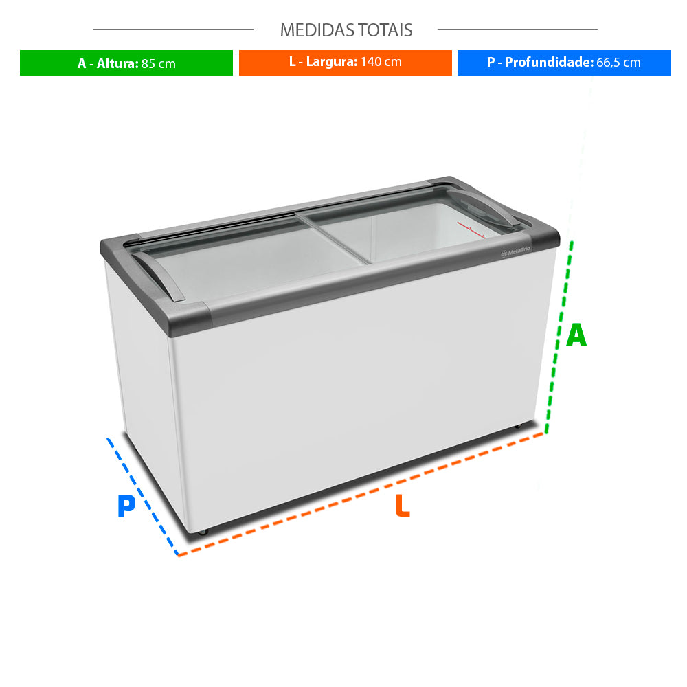 SEMINOVO - Freezer Horizontal Tampa de Vidro Congelados 318 Litros NF40 - Metalfrio 127V
