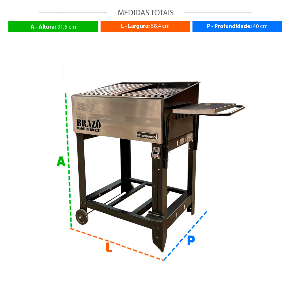 SEMINOVO - Churrasqueira Portátil Grelhado Char Broiler Parrilla Brazô Carvão/lenha VCB60 - Venâncio