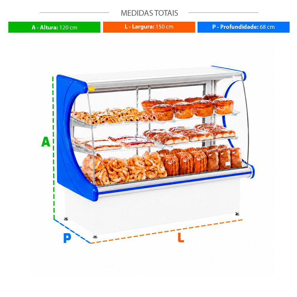 SEMINOVO - Vitrine  Panoramica Seca 1,50m, VPS 1500 - Refrimate