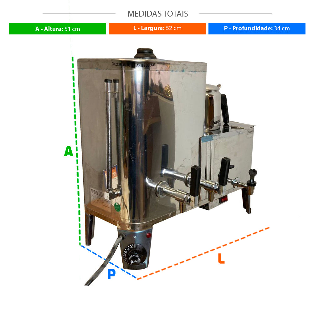 SEMINOVO - Cafeteira Industrial Elétrica Com Bule, Depósito 3L e Esterilizador MC13 127V - Universal