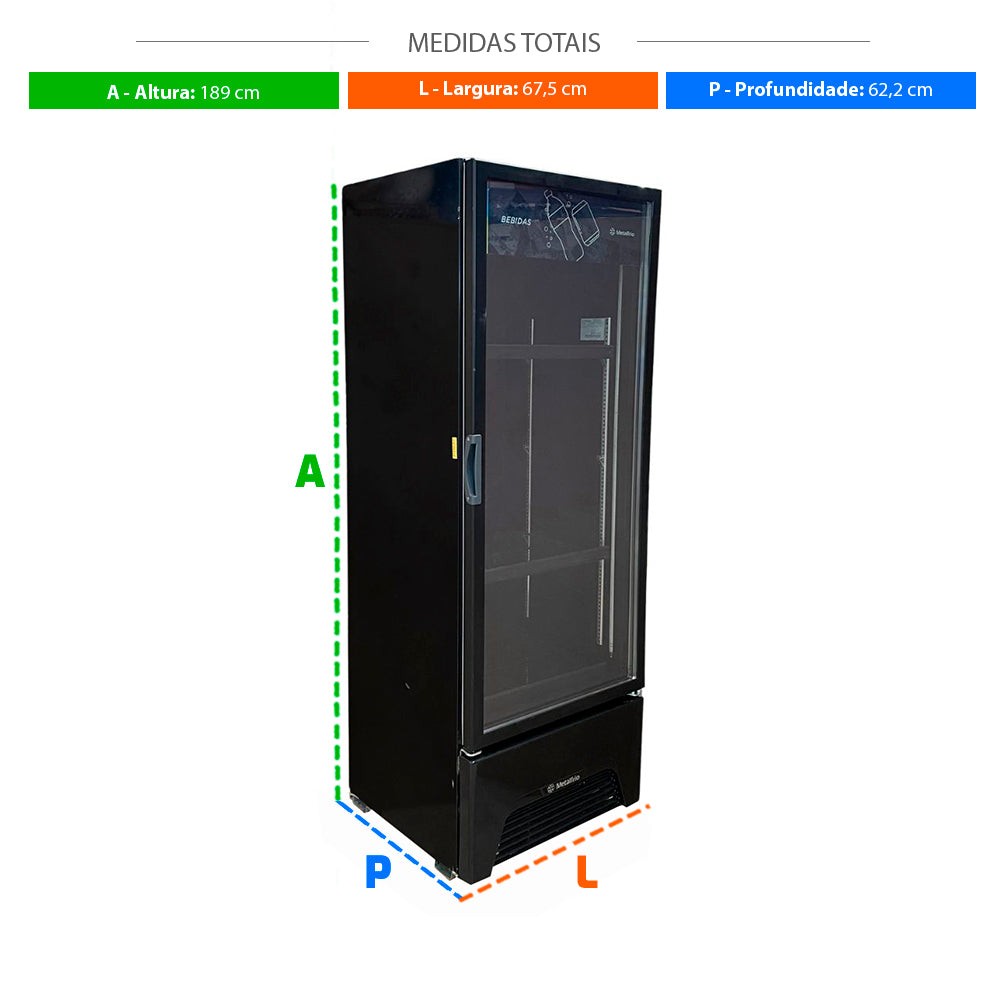 SEMINOVO - Visa Cooler Refrigerador Expositor de Bebidas Vertical 2 a 8ºc 370l Vb40al 220v All Black - Metalfrio