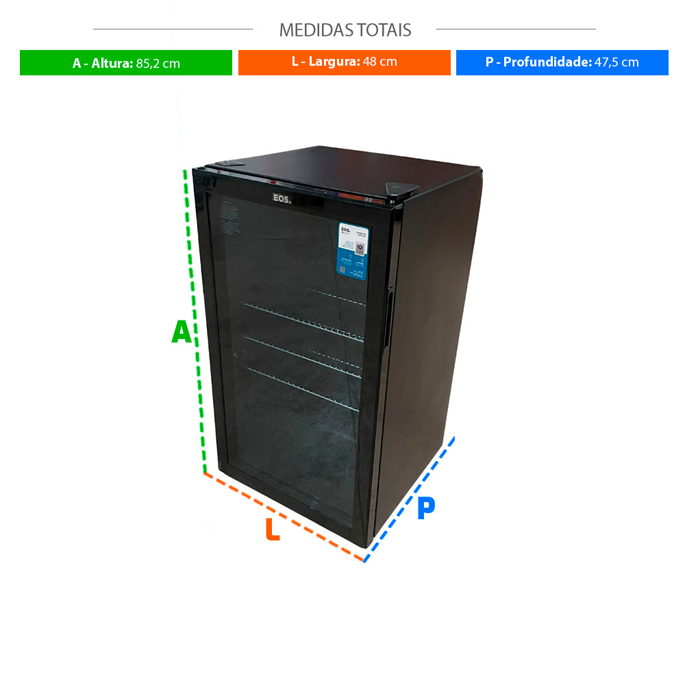 SEMINOVO - Refrigerador Expositor Vertical 124L Eco Gelo Preto EEV120P 127V - EOS