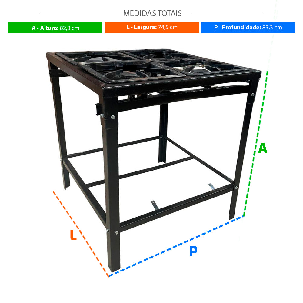 SEMINOVO - Fogão 4 Bocas 2 Duplas e 2 Simples Queimadores Ferro Fundido Baixa Pressão PMSD-42 G2 - Progás