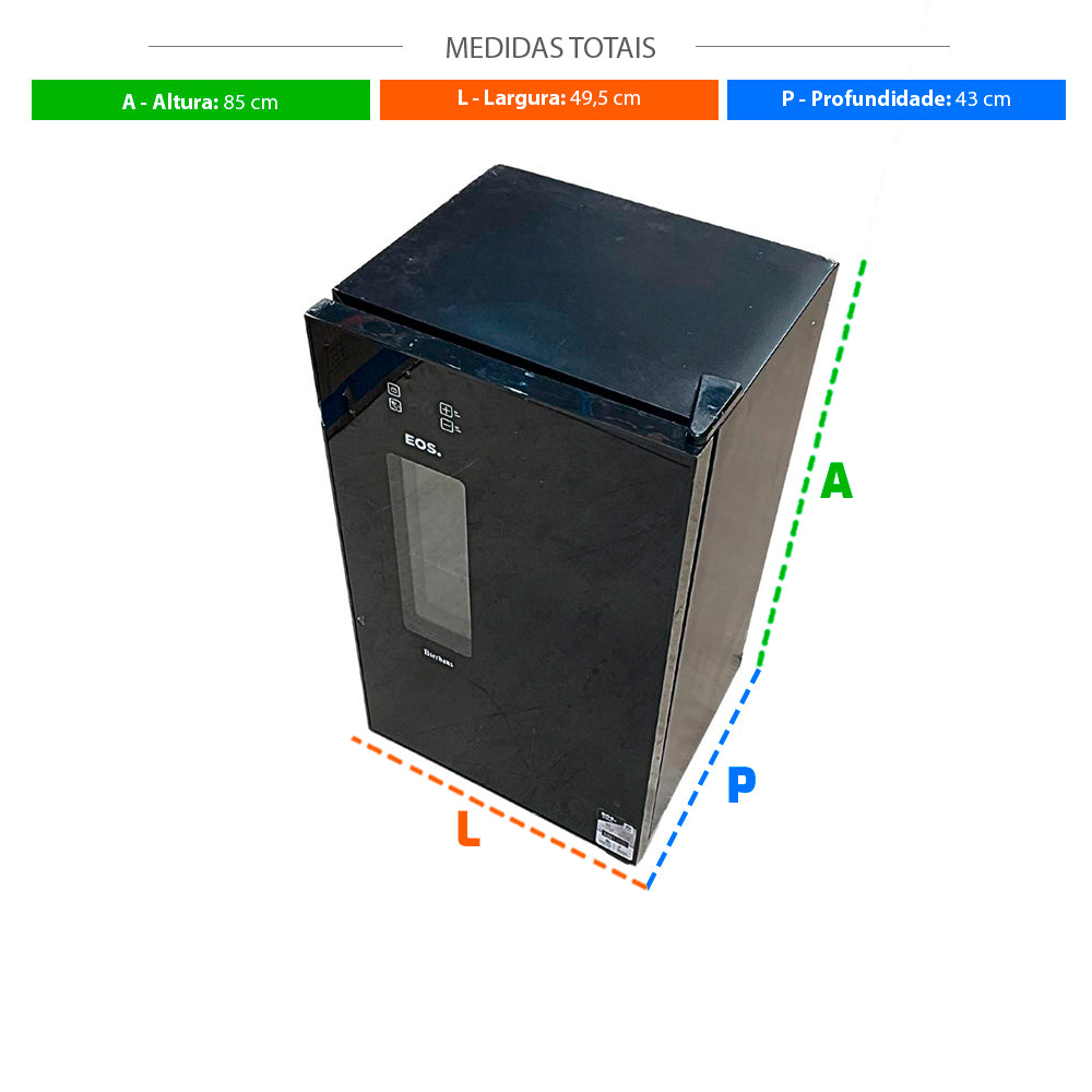 SEMINOVO - Visa Cooler Cervejeira Porta Janela Frost Free -6 a 18 ºc 100l Black Glass Ece120 Bierhaus 127v - Eos