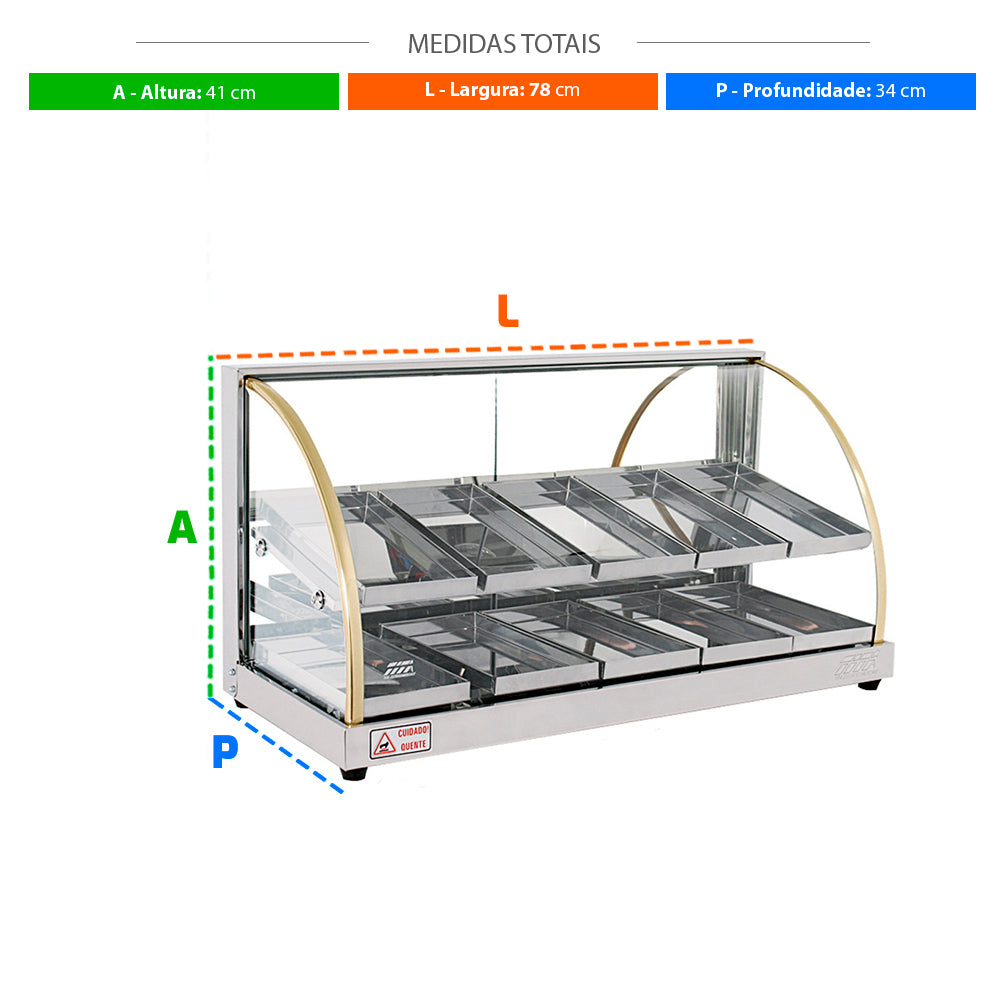 SEMINOVO - Estufa Horizontal Salgados 10 Bandejas Duplas W10BD - Titã 127V