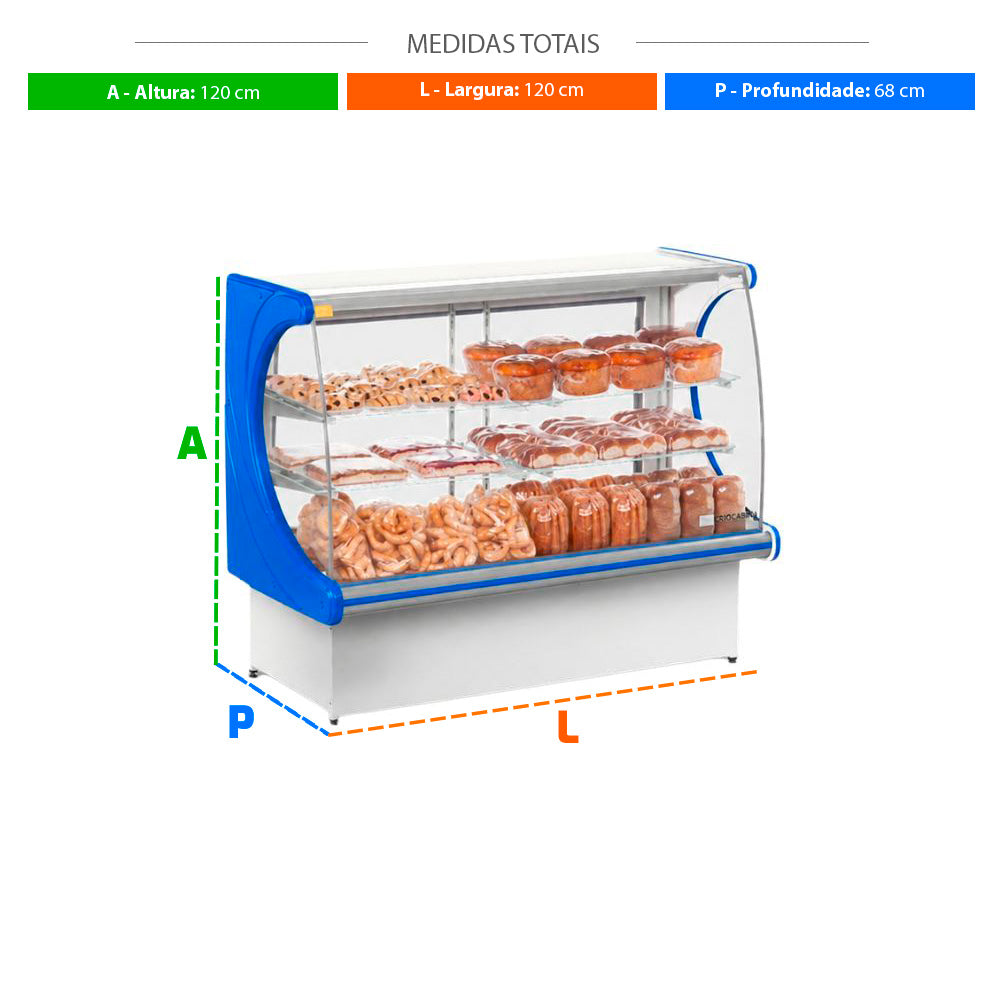 SEMINOVO - Vitrine Panorâmica Seca 1,20m Vps 1200 Azul - Refrimate