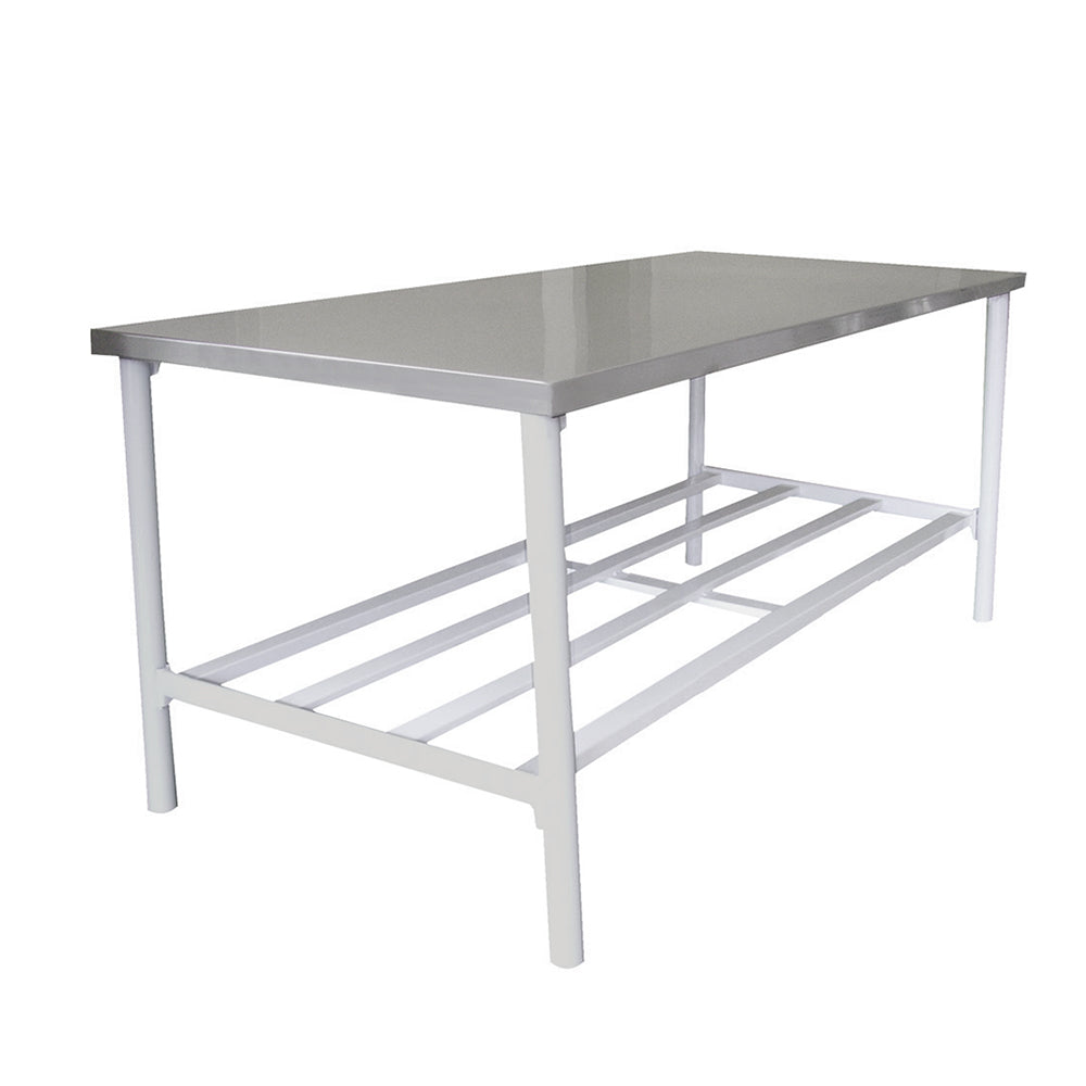 Mesa Bancada Apoio Ba 1400/900 Metalcubas com paneleiro, perfeita para organização em cozinhas profissionais e amadoras