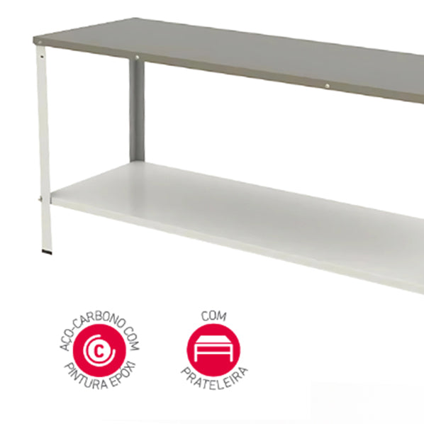 Estrutura e prateleira em aço com pintura epóxi da Mesa Bancada Apoio M-180 Braesi
