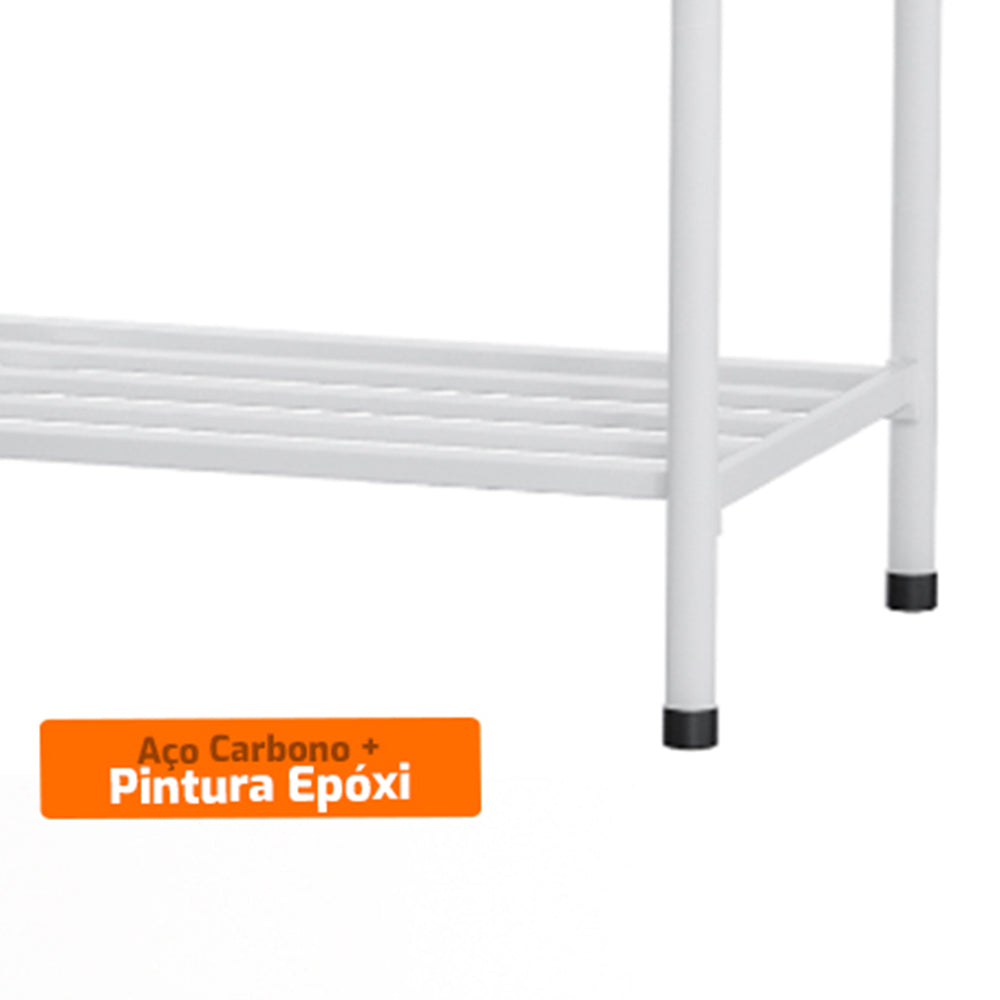 Estrutura e paneleiro em aço carbono com pintura epóxi branca da Mesa Bancada Ba 1400/900 Metalcubas
