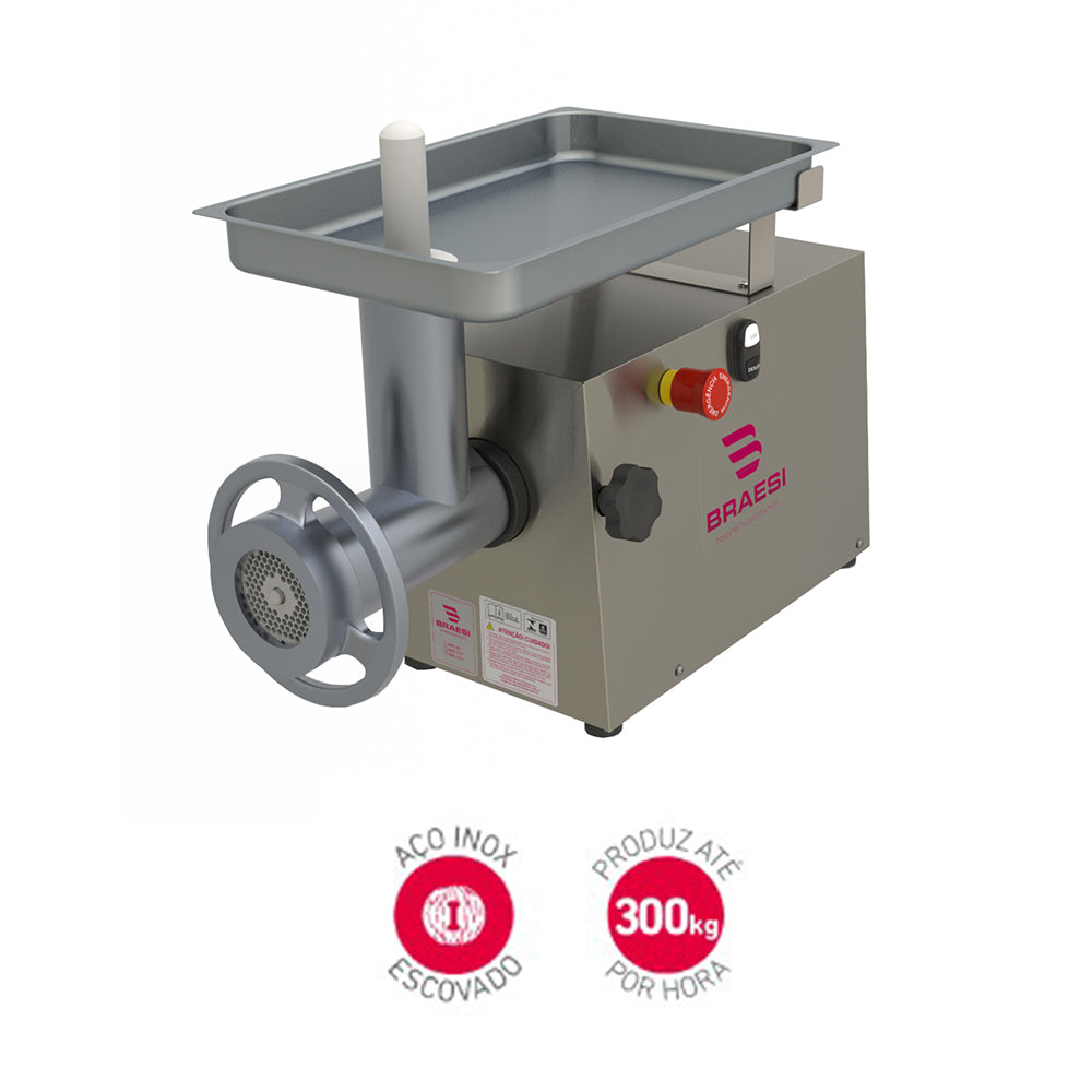 Moedor de Carne para Açougue BMC-22, equipamento de alta performance com boca 22 para processamento rápido de grandes volumes.