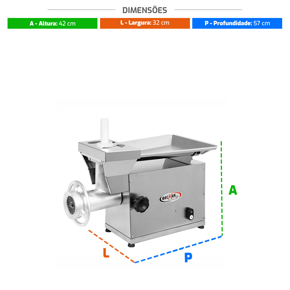 Moedor de carnes profissional Boca 10 MBI-10, projetado para alta produtividade e desempenho em ambientes comerciais.