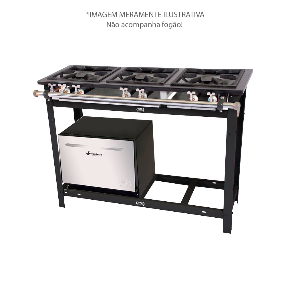 Forno industrial Venâncio F60i montado em fogão Extra, mostrando integração e design para cozinhas profissionais